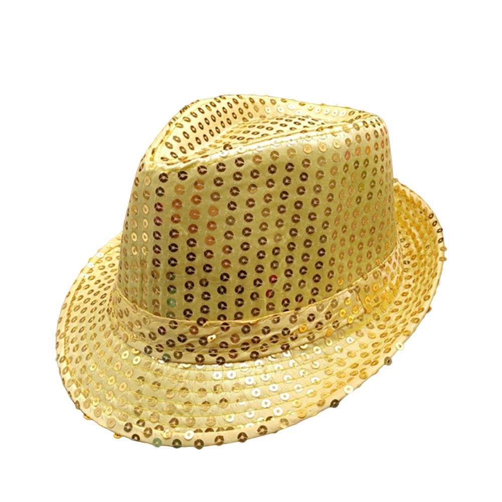 Shining Short Brim Hemming Jazz Hat Adult Kids Sequins Decorated Stage Show Hat Party Supplies