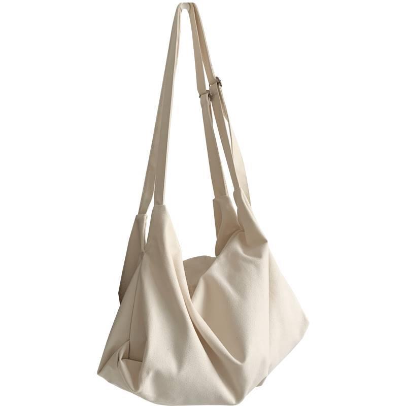 Solid Canvas Shoulder Bag Large Capacity Crossbody Bag Casual Shopping Bag with Adjustable Strap Handbag Daily Travel Bag