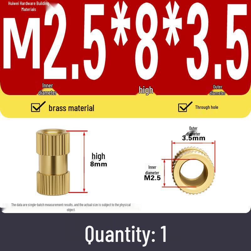 Zwei-Wege-Spritzguss Kupfer Rändelmuttereinsatz (M2-M8)