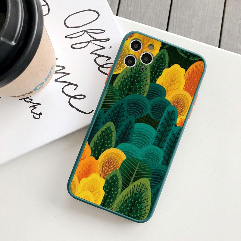 Colorful Tropical Forest Leaves Trees Hand Printed Phone Case For iphone 7 8 Plus SE 2020 11 12 13 14 Pro Max X XS XR Back Cover