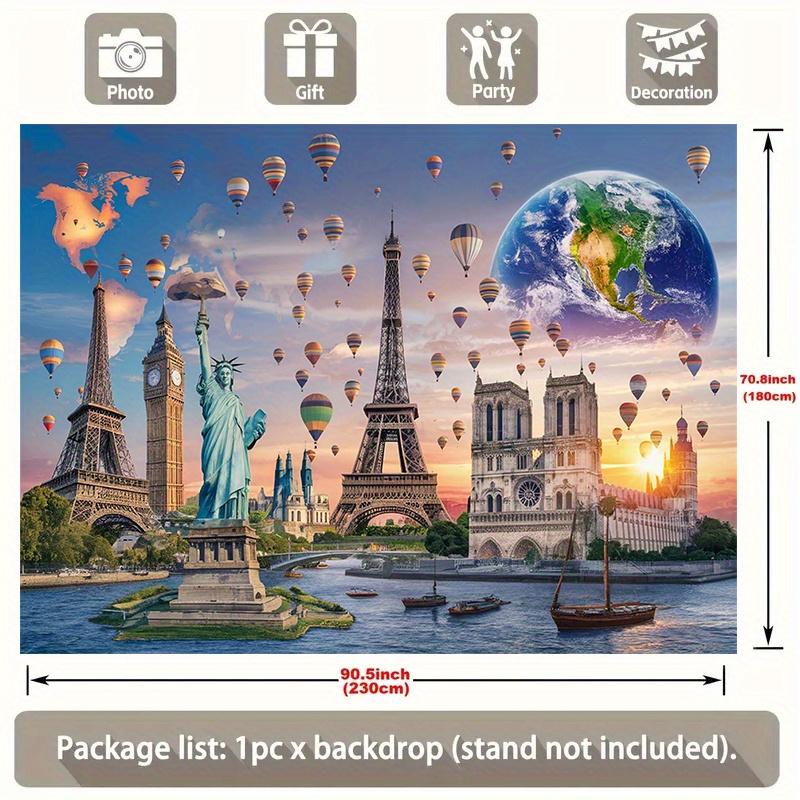 1 item  global travel photo background world map decorative background photo prop  polyester banner decoration  home decoration