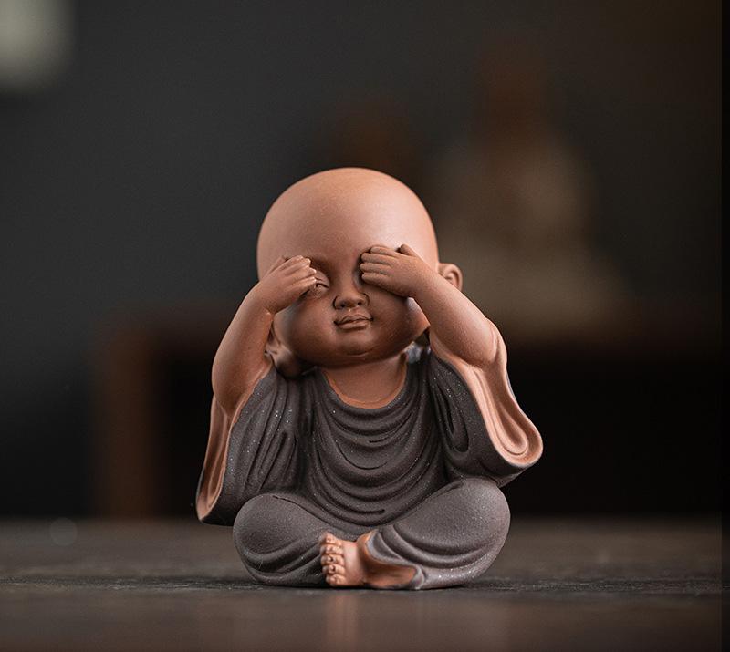 Ceramics Little monk Figurine small statue Creative home room office decorations Chinese specialty ornaments