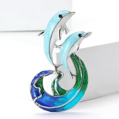 Fashion Exquisite Alloy Enamel Dolphin Brooch Cute Cartoon Men'S And Women'S Suit Coat Corsage Jewelry Pin