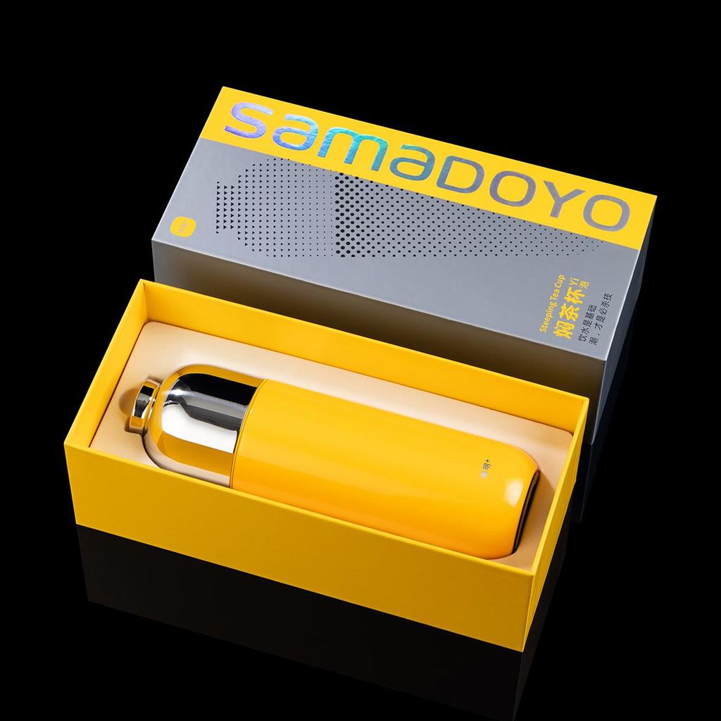 Fashion Titanium Coated Tea Tumbler with Infuser, Portable Thermos Cup 370ml with Gift Box