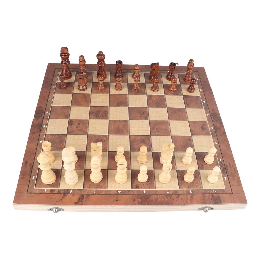 International Chess Portable 3 In 1 Wooden Foldable International Wood Chess Set for Kids Adults
