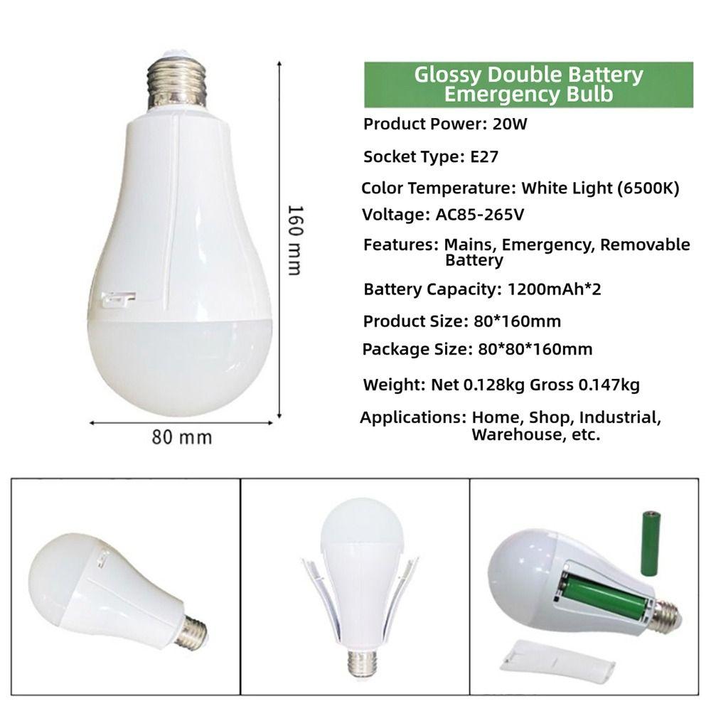 New Flicker-Free LED Bulb Light Portable 20W Emergency Bulb Courtyard Outdoor Bulb Power Failure Emergency