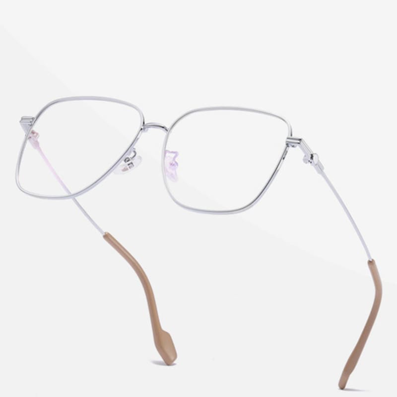 

LOOKING4U NeoRetro F8038 Oblique Metal Glasses Silver SILVER