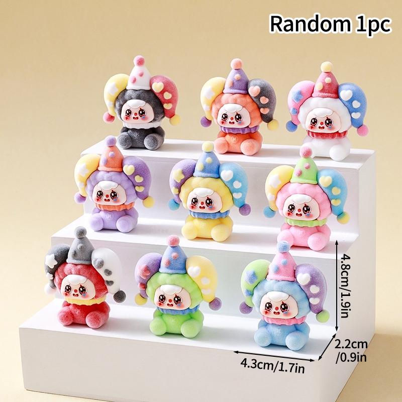 1/2/5/10pcs Trendy Desk Accessorie Mini Cartoon Figures Flocked Doll Ornament Office Accessorie Kawaii Desktop Decor Gifts