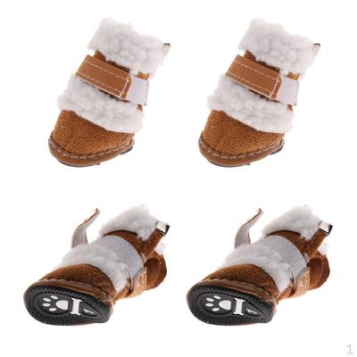 4pcs Dogs Soft Cozy Cashmere Shoes Anti-skid Walking