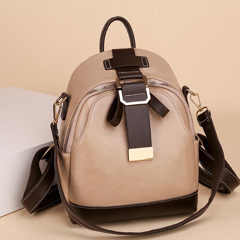 Vintage Backpack For Women High Quality PU Leather School Bag Large Capacity Travel Rucksack