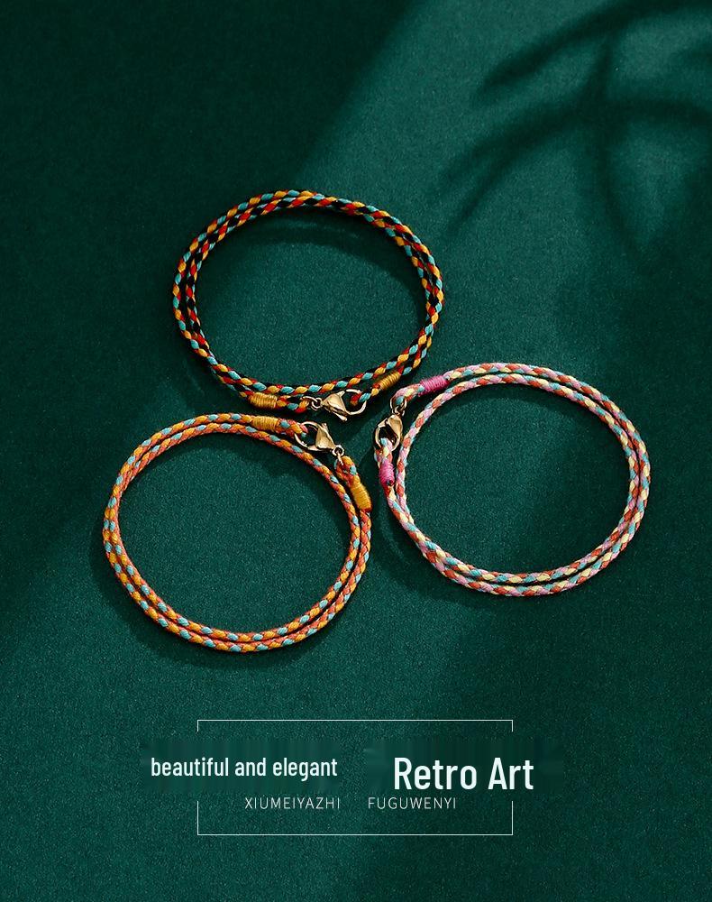 Handmade Braided Necklace: Colorful Soft Rope Lanyard & Women's Clavicle Chain Pendant