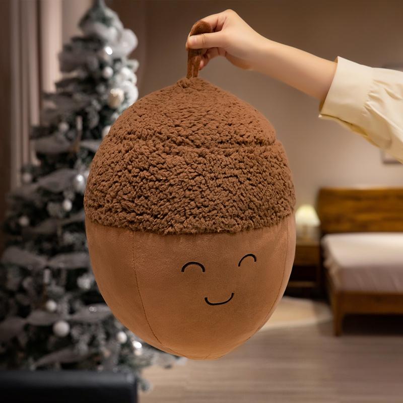 Cartoon Happy Chestnut Family Plush Toys Cotton Stuffed Smile Hazelnut Doll Soft Cozy Throw Pillow Kawaii Kids Gift Home Decor