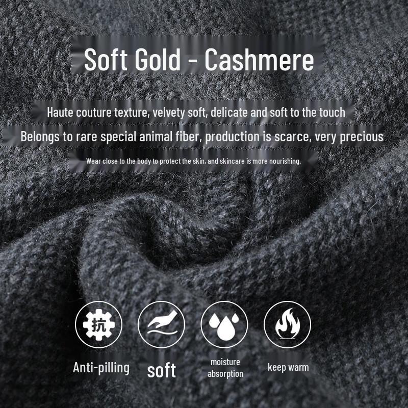 Shanshan Men's Heavyweight 100% Cashmere Round Neck Sweater