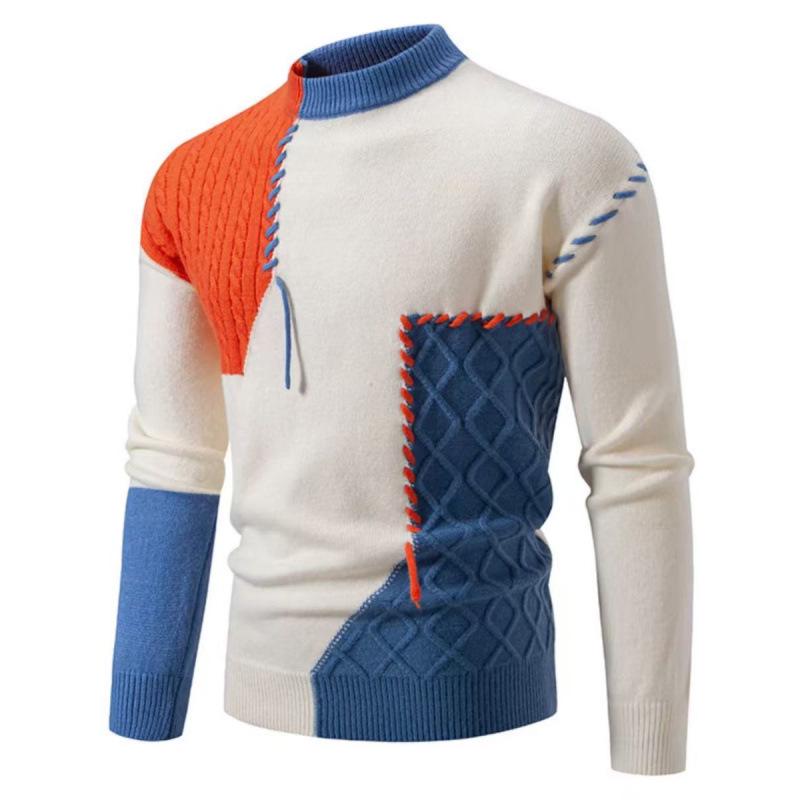 

Men s Round Neck Cable Knit Sweater with Lace-Up and Fringe Details XL червоний
