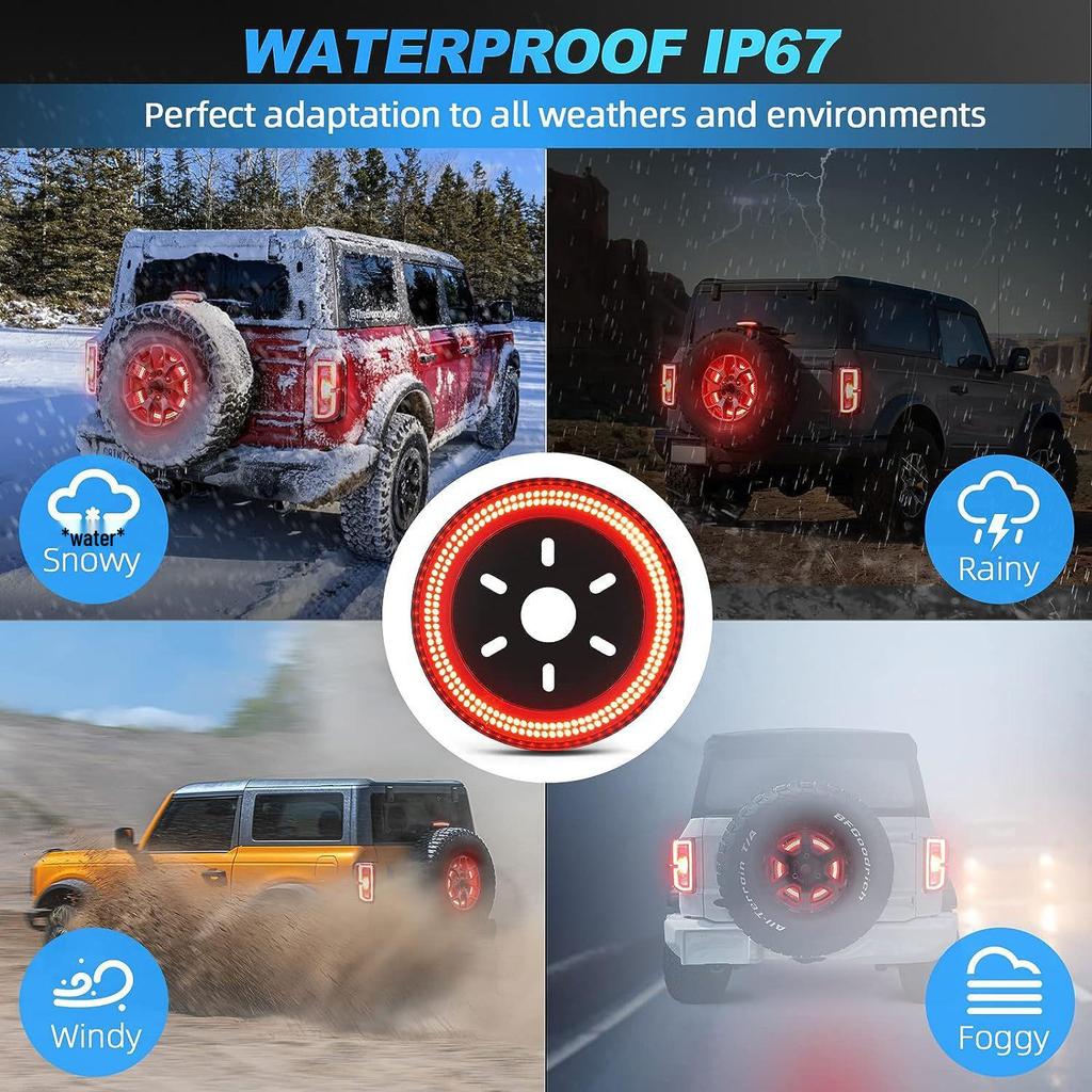 Red Front Side Glow Plug & Play Spare Tire Light for 2021+ Bronco