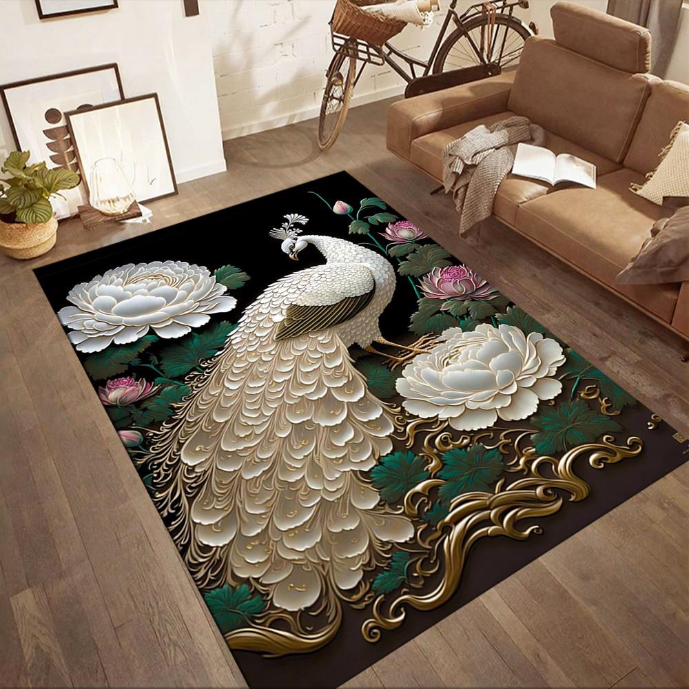 Elegant Peacock Fantasy Art Floor Mats for Living Room, Bedroom and Room Decoration Are Suitable for Gifts.