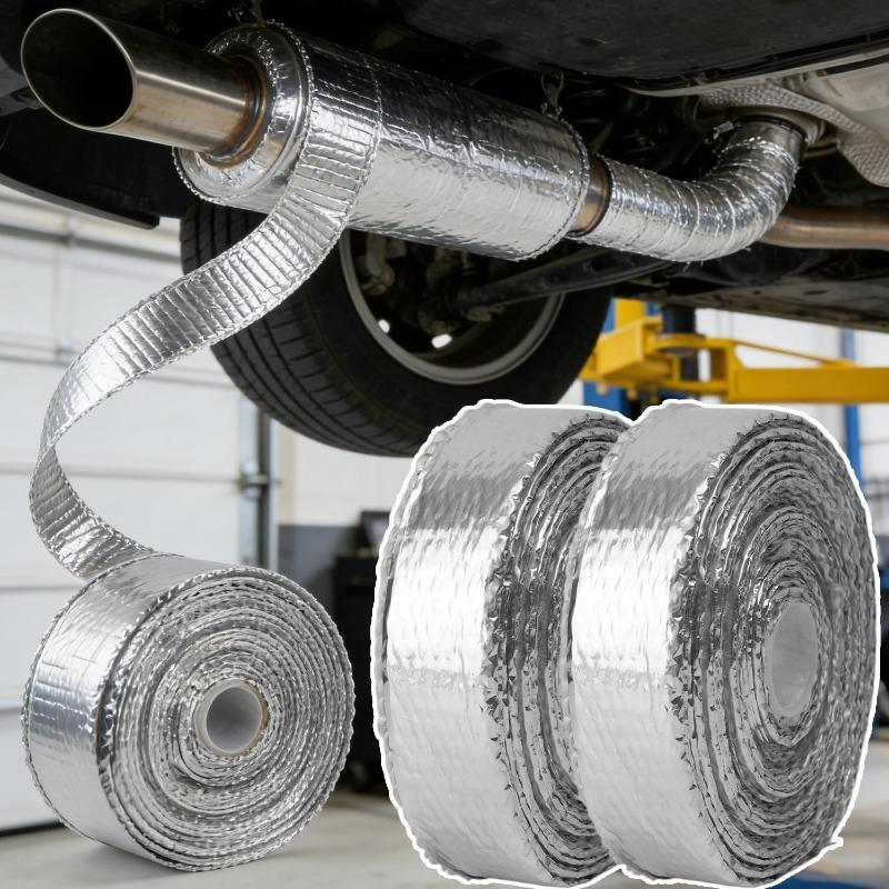 Motorcycle Muffler Thermal Tape Exhaust Band Heat Wrap Fiberglass Heat Shield Insulation with Stainless Ties 5M Aluminum Foil