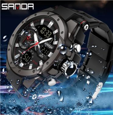 SANDA 3313 Brand Watch Men Sport Alarm Clock Waterproof Wristwatches Original Brand Men's Wristwatch Quartz Digital Watches