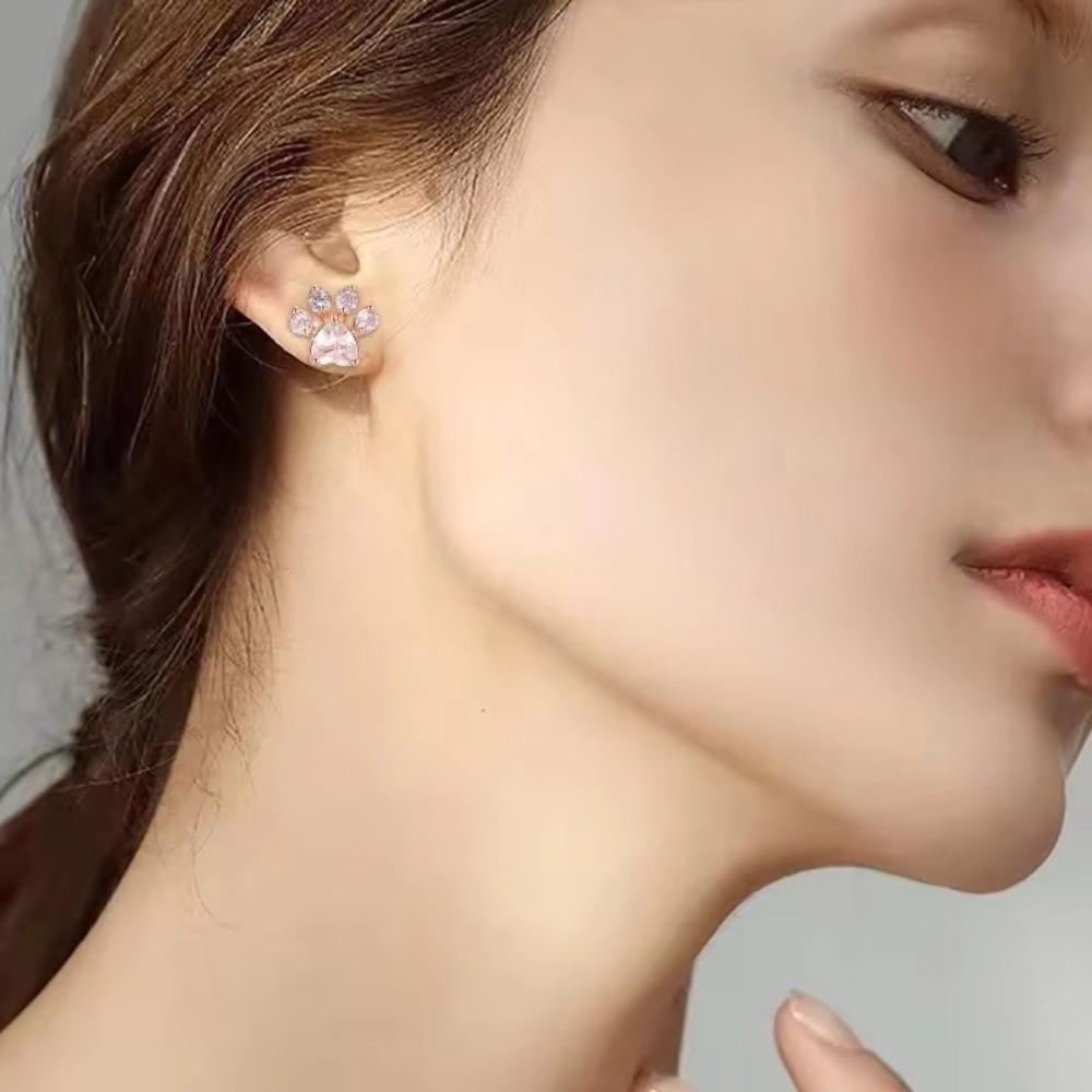 Shiny Zircon Stud Earrings Pink Crystal Stud Earrings New Small Stud Earrings Women