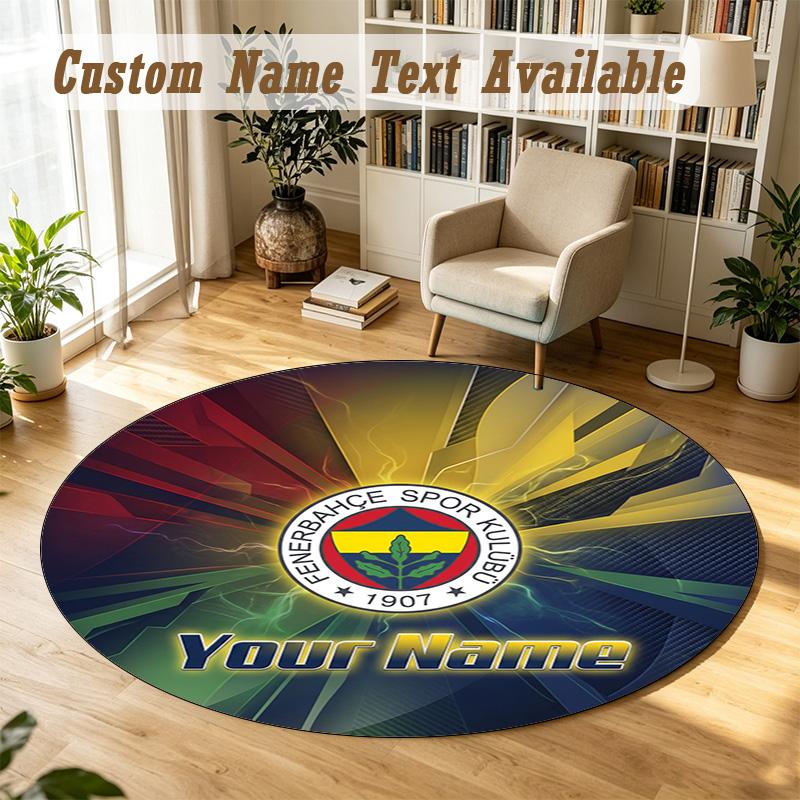 Round Rug Custom NameFenerbahçe FC Pattern Non Slip Carpet Home Floor Decor