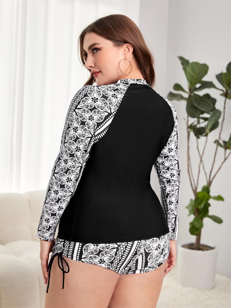 With 2024 Female Swimsuit New Long Sleeves Swimwear Sports Surfing Tankini Set Beachwear Twopiece Bathing Suits Women