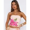 Seaside Holiday Style Flower Print Tube Top Top 2025 Summer New Gyaru Sexy Tight Navel T-shirt Tide
