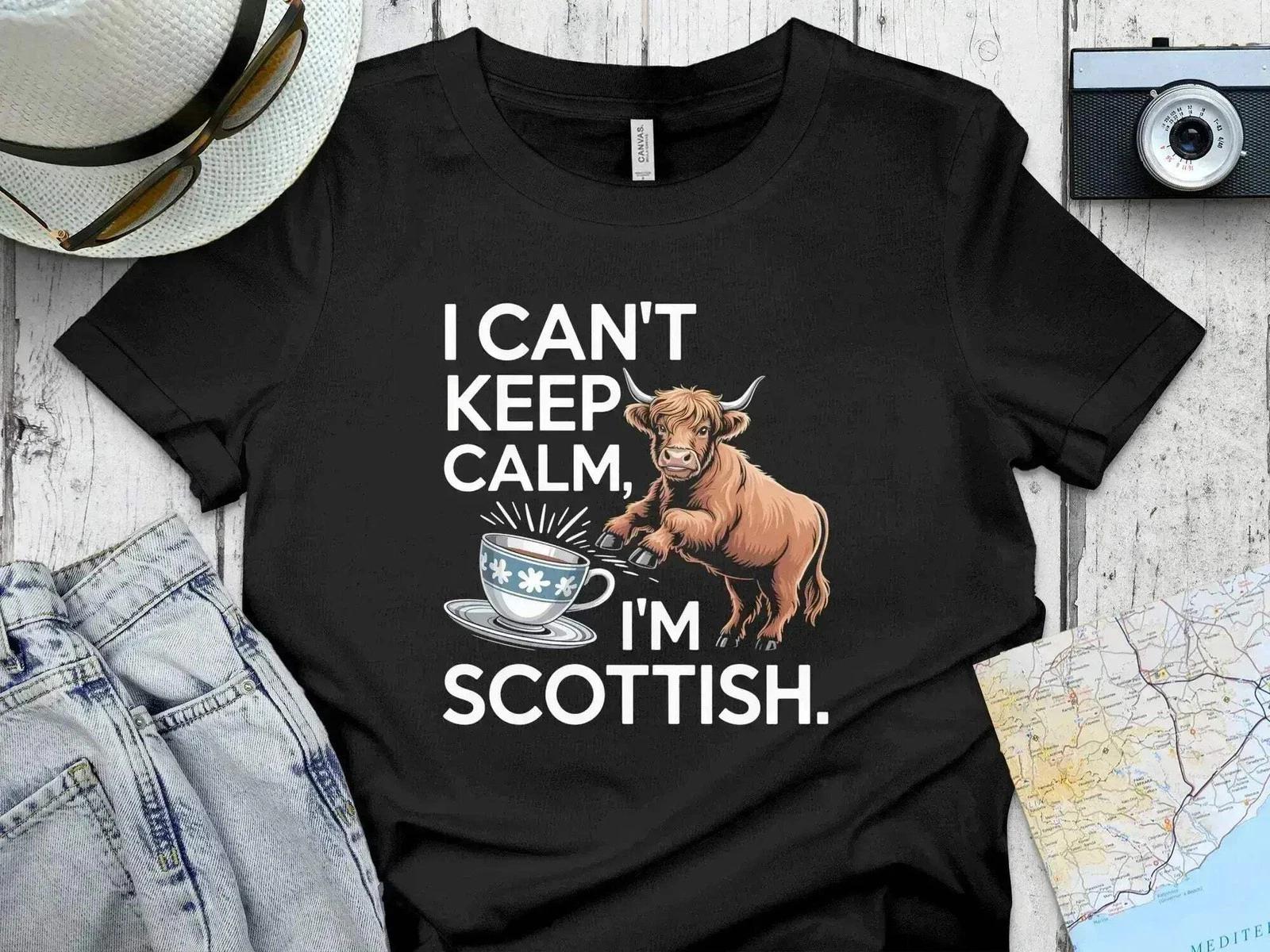 I Can t Keep Calm, I m Scottish – Highland Cow T-Shirt S