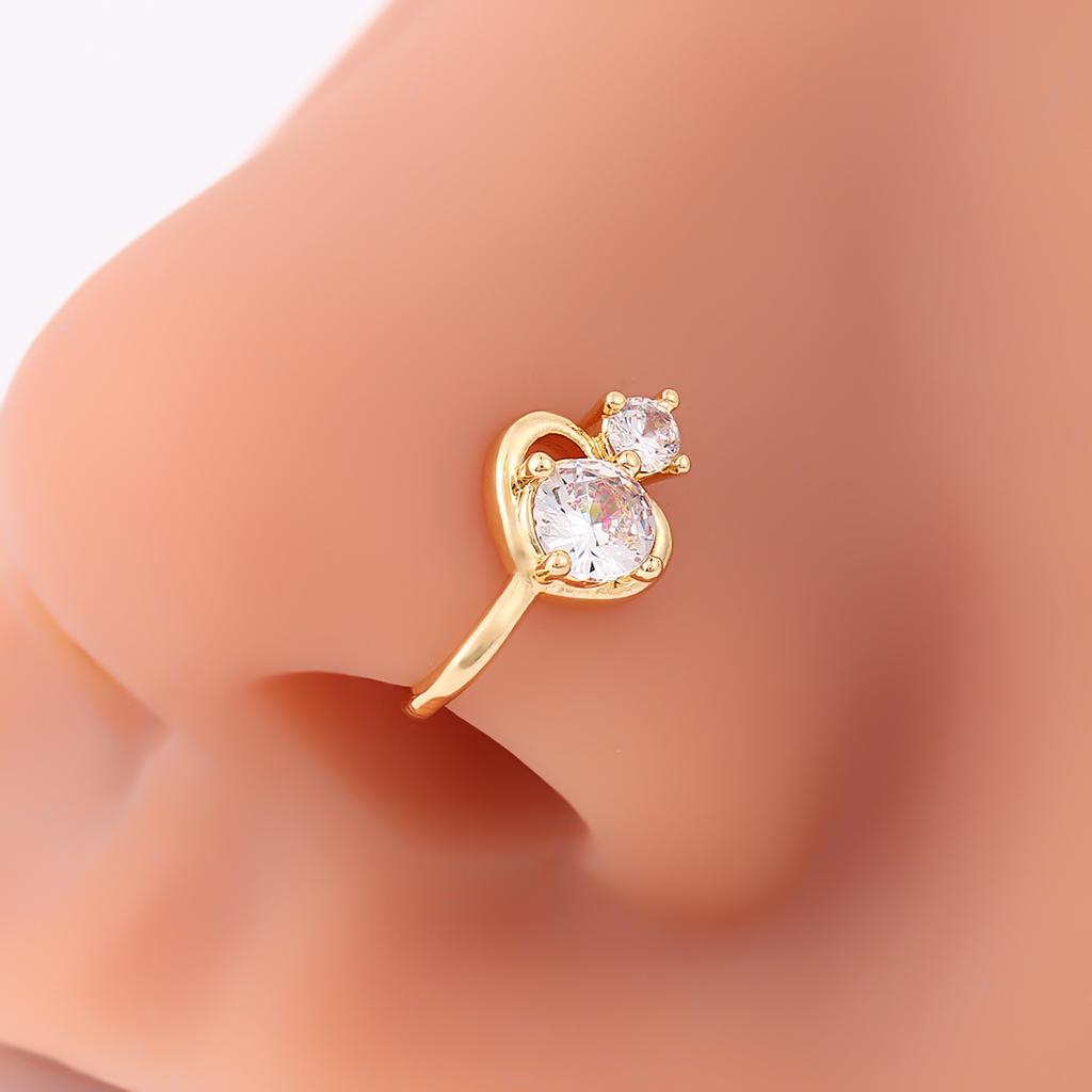 Fashion Creative Non-Piercing Nose Jewelry Women'S Zircon Heart-Shaped Fashion High-End U-Shaped Nose Clip Jewelry