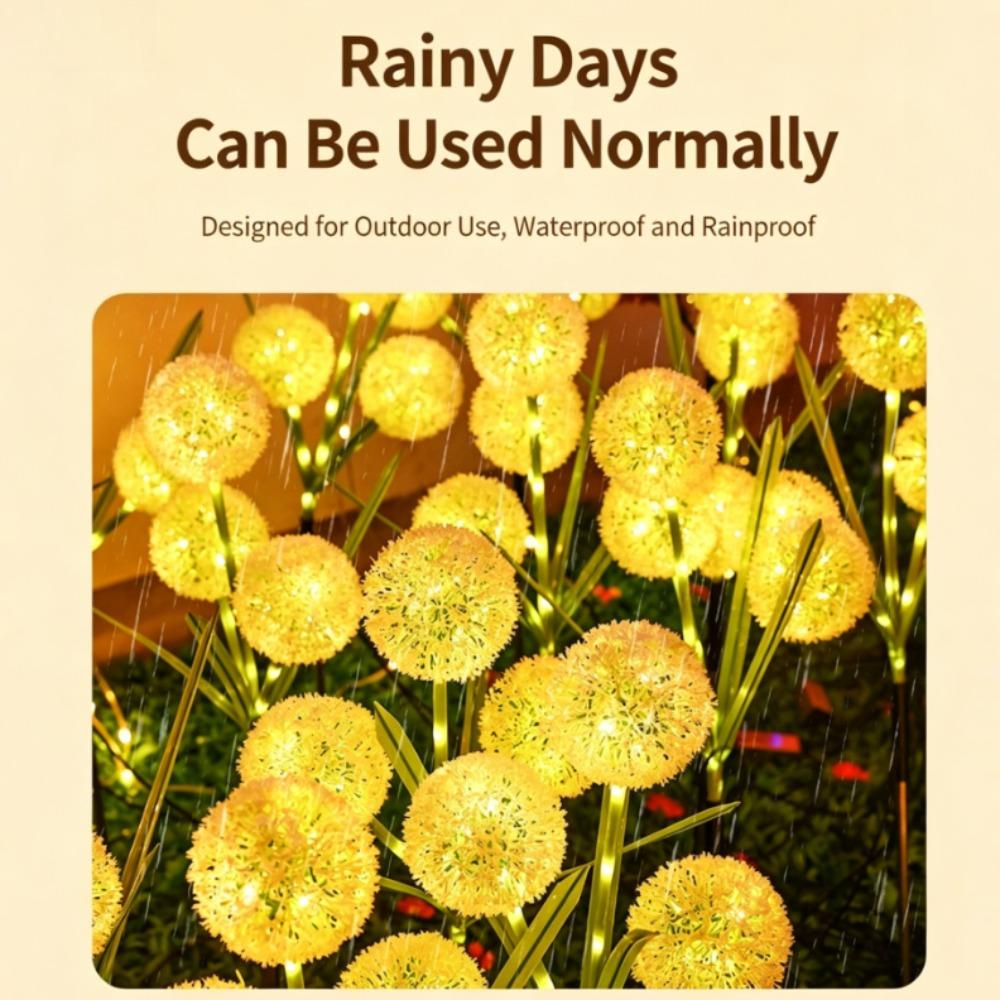 Solar-Powered Dandelion LED Garden Light Warm/colorful 3 Heads Dandelion Head Light for Garden Lawn Patio Pathway, Festive Outdoor Lighting Decor