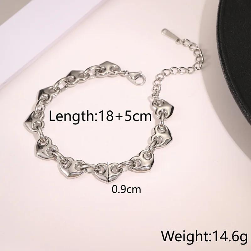 

Popular 18K Gold Plated Tarnish-Free Waterproof Bracelets Fine Puffed Mariner Geometric Trendy Stainless Steel Chain срібний