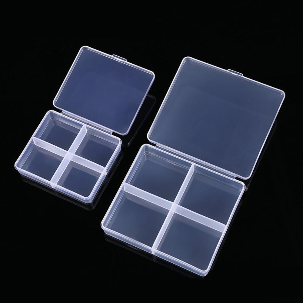 1PC Transparent Plastic Storage Box 4 Grids Translucent Box Packing Box Storage Box Dustproof Strong Jewelry Case Container
