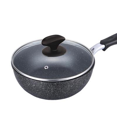 Antihaft-Maifan-Stein-Wok, flacher Boden, für eine Person, für Induktion und Gas