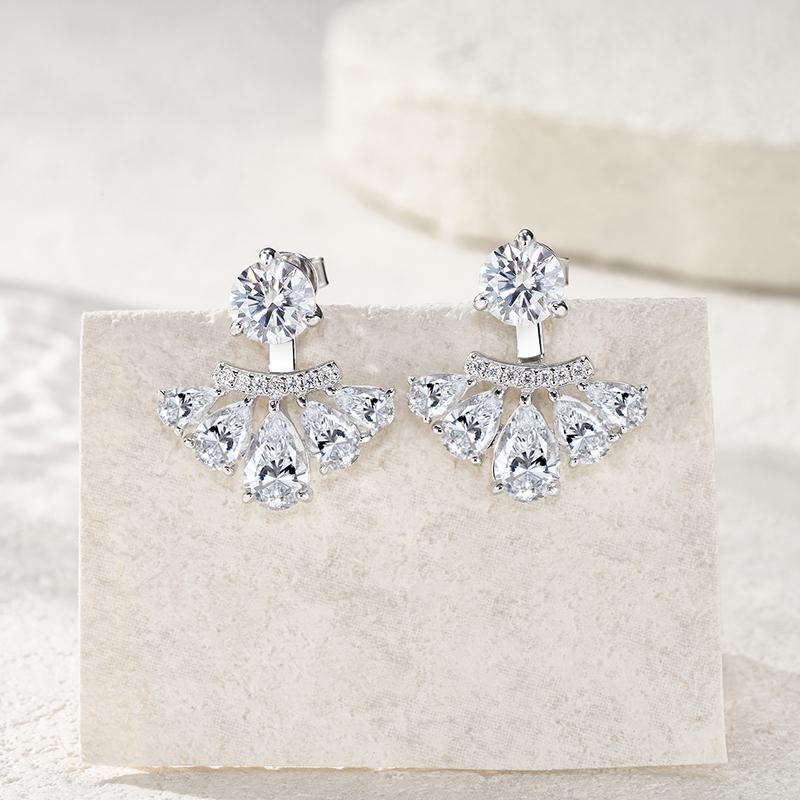 Factory Price Teardrop Earrings Moissanite Jewelry VVS1 Fashion Jewelry Pear Cut Diamond Earrings Silver S925 Earrings E15898 серебряный