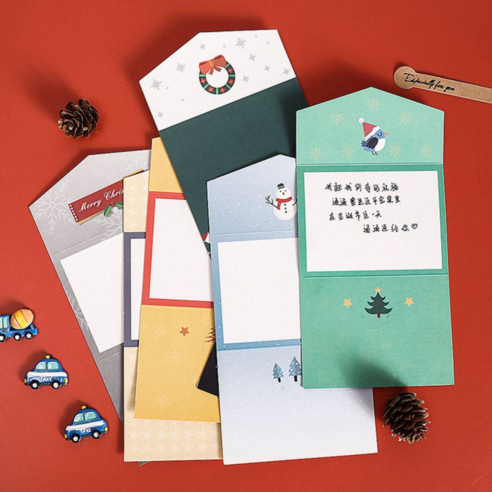 1/10PCS Envelopes New Years Paper Merry Christmas Xmas Gifts Cards Winter Holiday Greeting Card Set