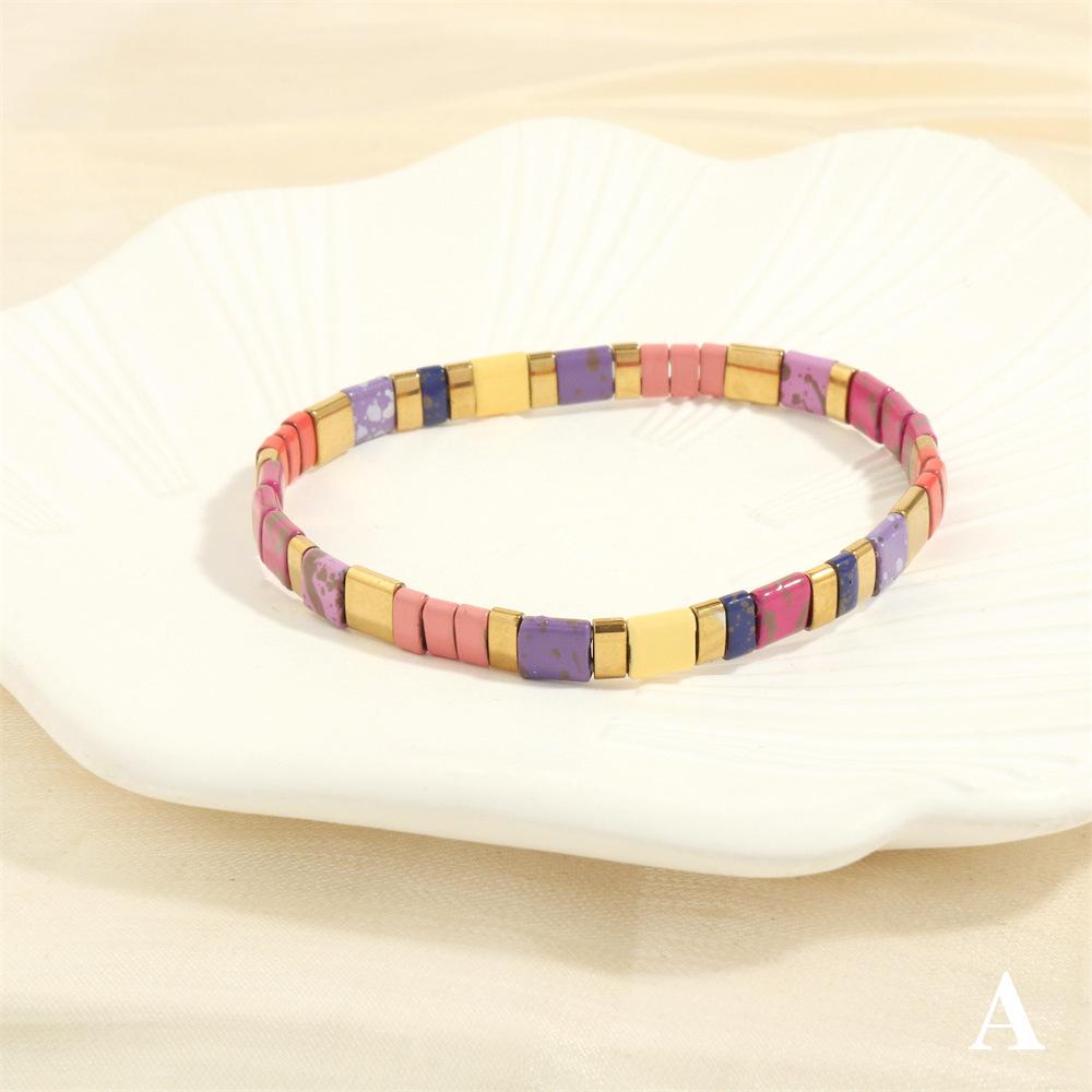 Retro TILA Beaded Bohemian Bracelet - Hand-Woven Elastic Design for Women