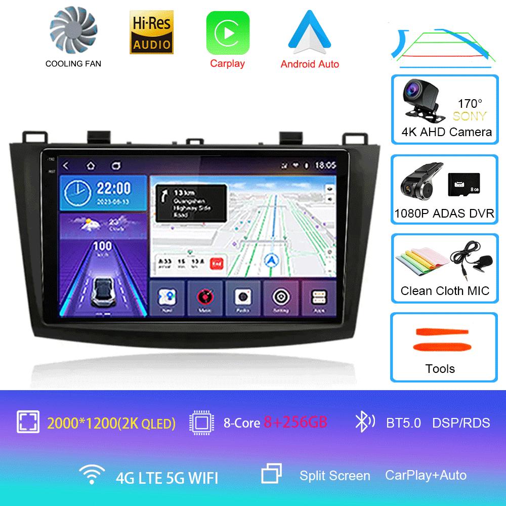 Android 14 For Mazda 3 2009-2013 Video Player Car Radio Multimedia Stereo Navigation Carplay Speakers Head Unit Audio GPS 2 Din