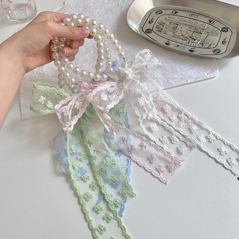 Lace Up Lace Scarves Bow Tie Ribbons Necklaces Exquisite Pearl Choker  Girl