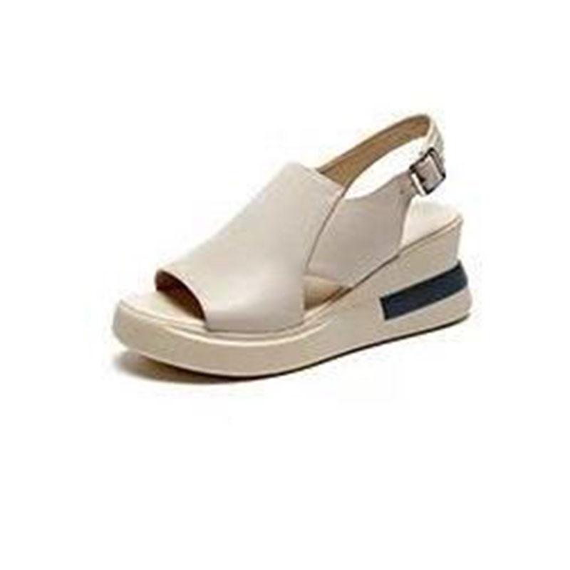 WTEMPO Sandály na klínku Dámské Letní Jednobarevné Muffinová Silná Podrážka Rybí Tlama Jednořádkové Šněrovací Otevřená Špička Měkká Podrážka Pohodlné Sandály na Vysokém Podpatku