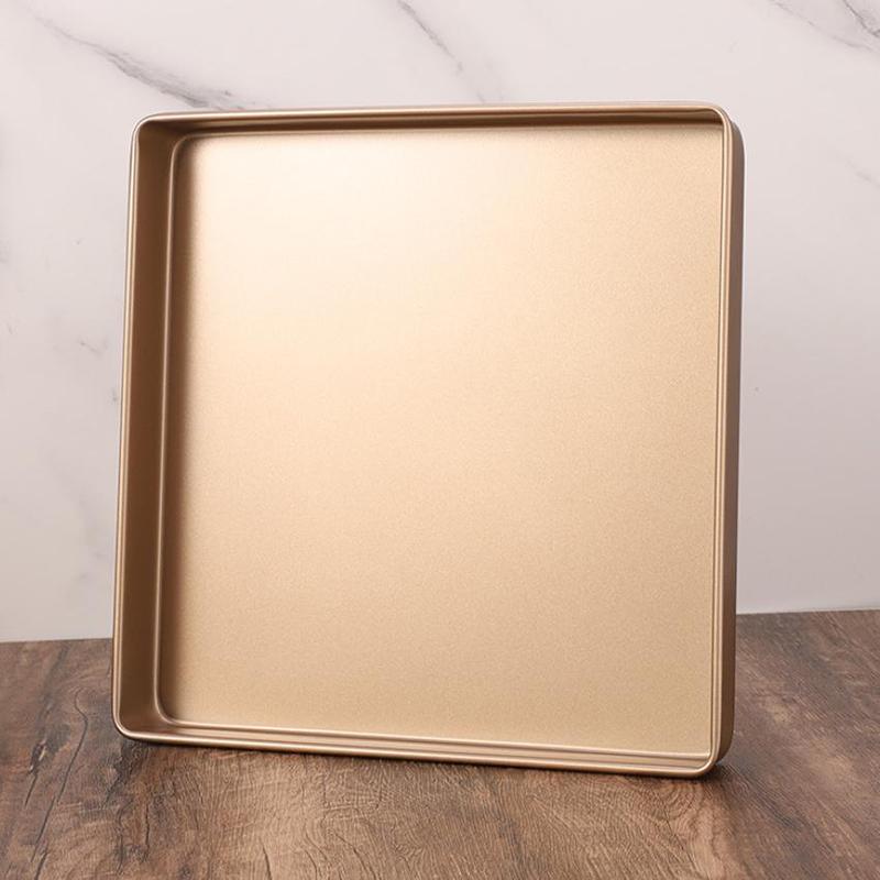 

Квадратний антипригарний деко для випічки 11 дюймів, товста вуглецева сталь, форма для торта, печива, піци, хліба, інструменти для випічки, кухонне приладдя золотистий