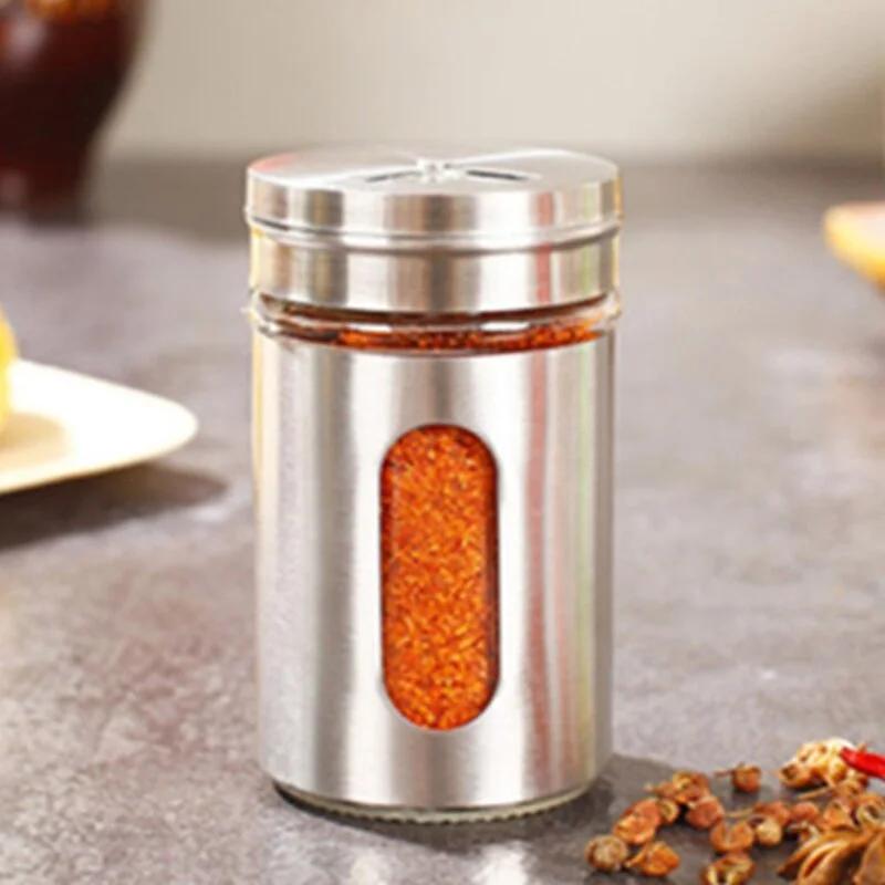 

New Stainless Steel Seasoning Bottle Peppercorn Seasoning Bottle Outdoor Barbecue Tools Porous Rotating Lid Seasoning Bottle серый