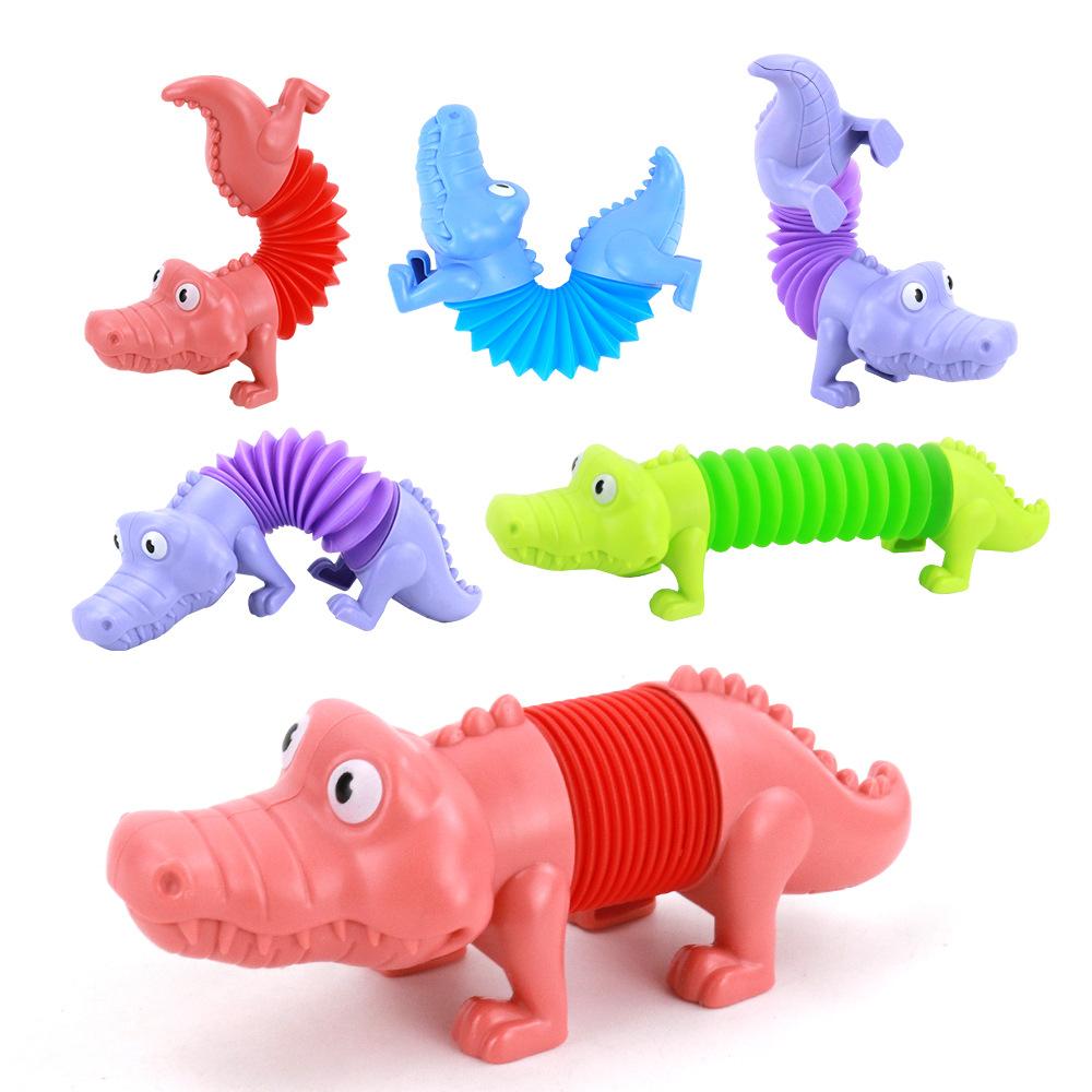 Dinosaur Telescopic Tubes Fidget Toys Cartoon Dolphins, Dogs, Sharks Stretch Pop Tubes Stress Relief Toys For Kids Party Gifts