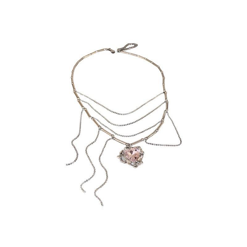 Diamond-set love fringed multi-layer necklace, personalized design ins wind collarbone chain, temperament, neck jewelry