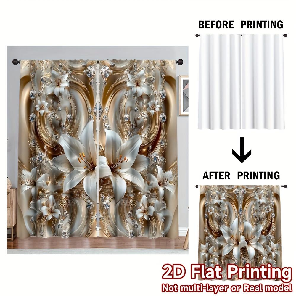 Elegant Lily Curtains 2pcs   2D Flat Print 100% Polyester Rod Pocket Machine Washable for Kitchen Living Room Office Decor