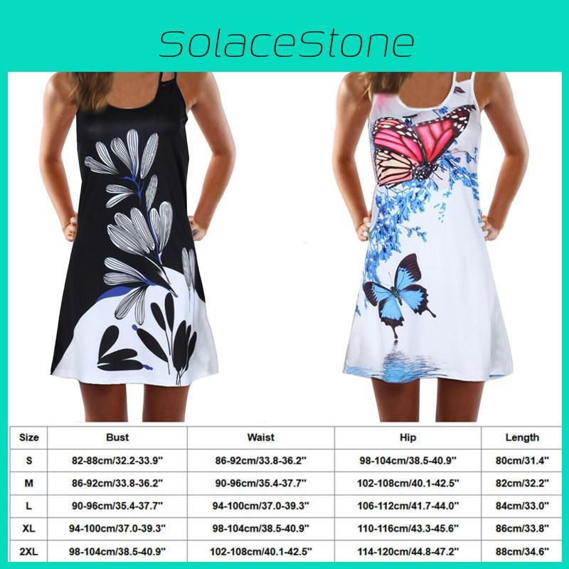 Elegant Women Summer Vintage Beach Sleeveless 3d Floral Print Boho Tank Dress
