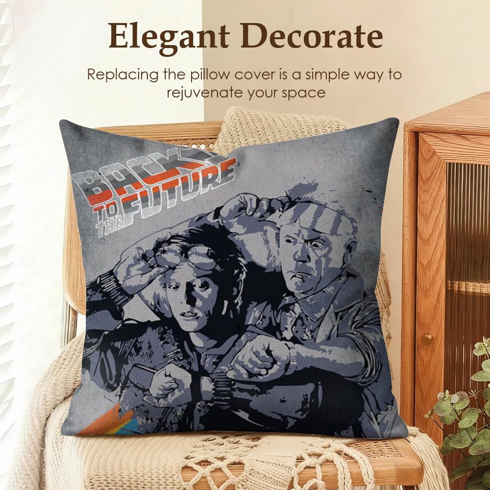 Movie BBack To The Future Cushion Cover Natural Linen Organic Fabric DoubleSided Printing Sofa Home Decor Gift Pillow Case