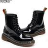 Mirror Tooling Boots Women's Patent Leather Couple Short Boots Men's and Women's Leather Boots Round