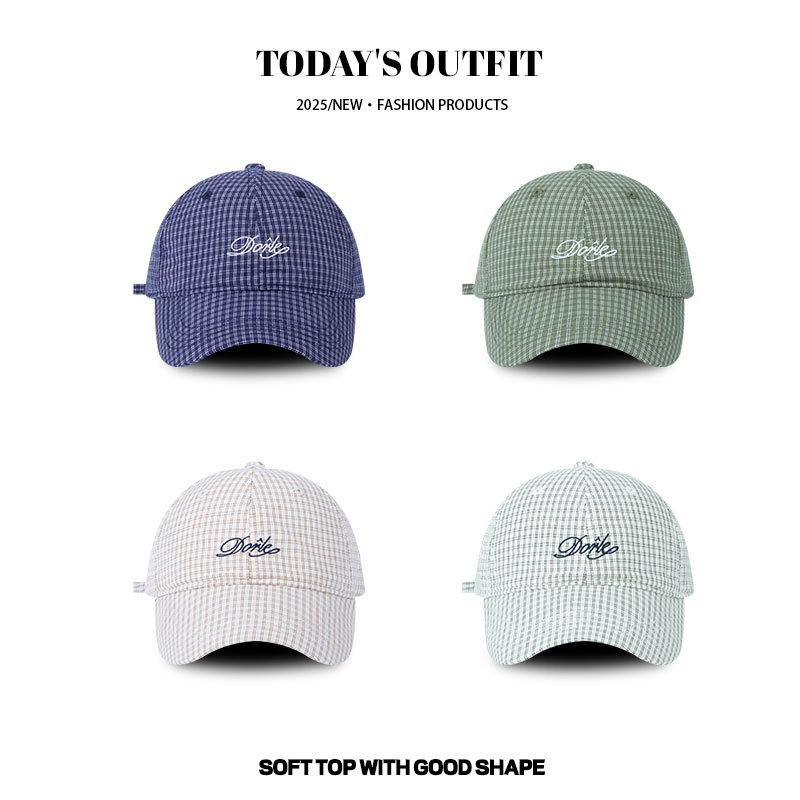 Couple Casual Baseball Hat Men's Plaid Baseball Hat