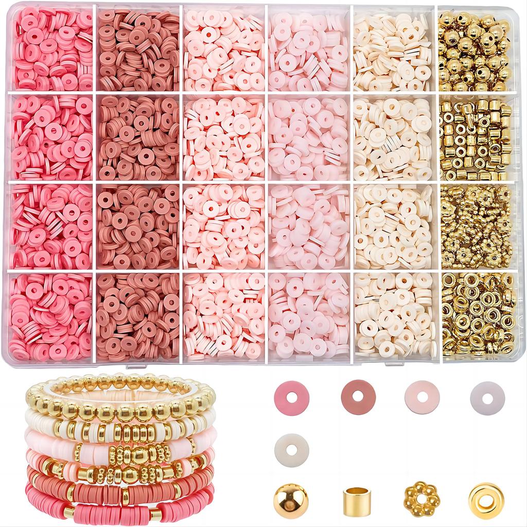 24 Cases of 5-color Clay Beads Interval Beads Gold Beads Girl Bracelet Jewelry DIY Jewelry Production