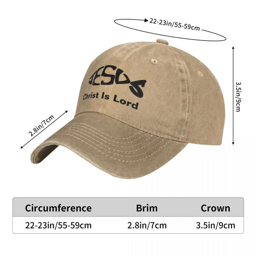 Baseball Cap Jesus Fish Christ Is Lord Outfit Men Women Casual Distressed Denim Fishing Lover Headwear Gift