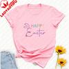 Happy Easter TShirt Colorful Bunny Tee Matching Easter Shirts Graphic T Shirts Oversized T Shirt Shirts for Unisex Goth Y2k Tops